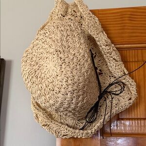 Beige Woven Tote Bag